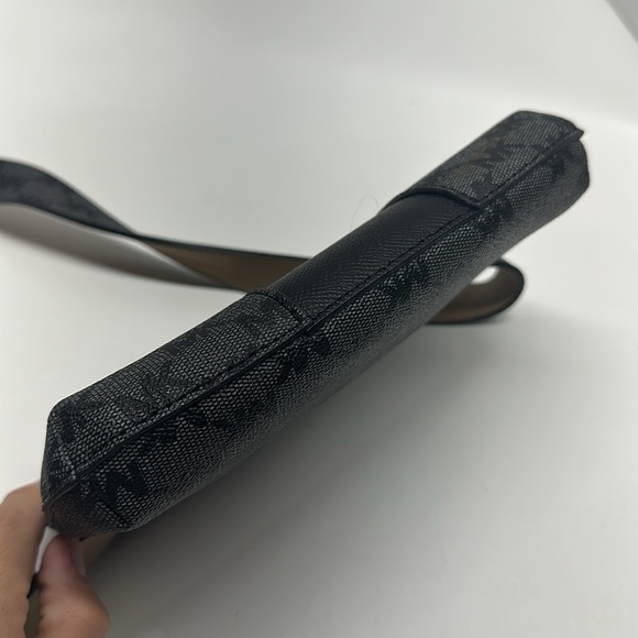 Micheal Kors Logo Belt Bag Fanny Pack Adjustable Faux Leather MK Black Gray S/M - Picture 6 of 8